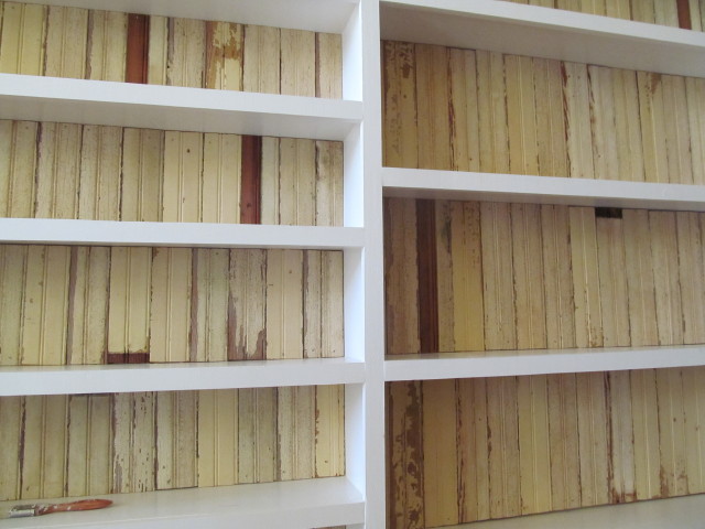 Closeup of completed bookshelf eadboard