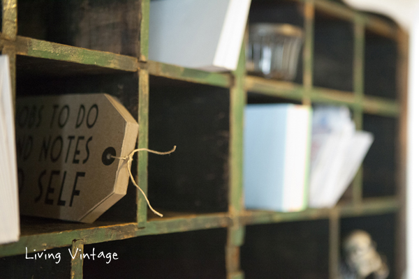 closeup of my cubby cabinet -- Living Vintage